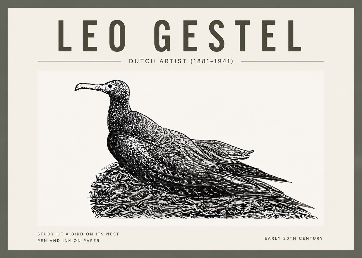 Leo Gestel Study of a Bird on Its Nest No4 - Poster