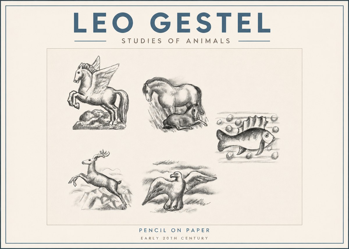 Leo Gestel Studies of Animals No2 - Poster