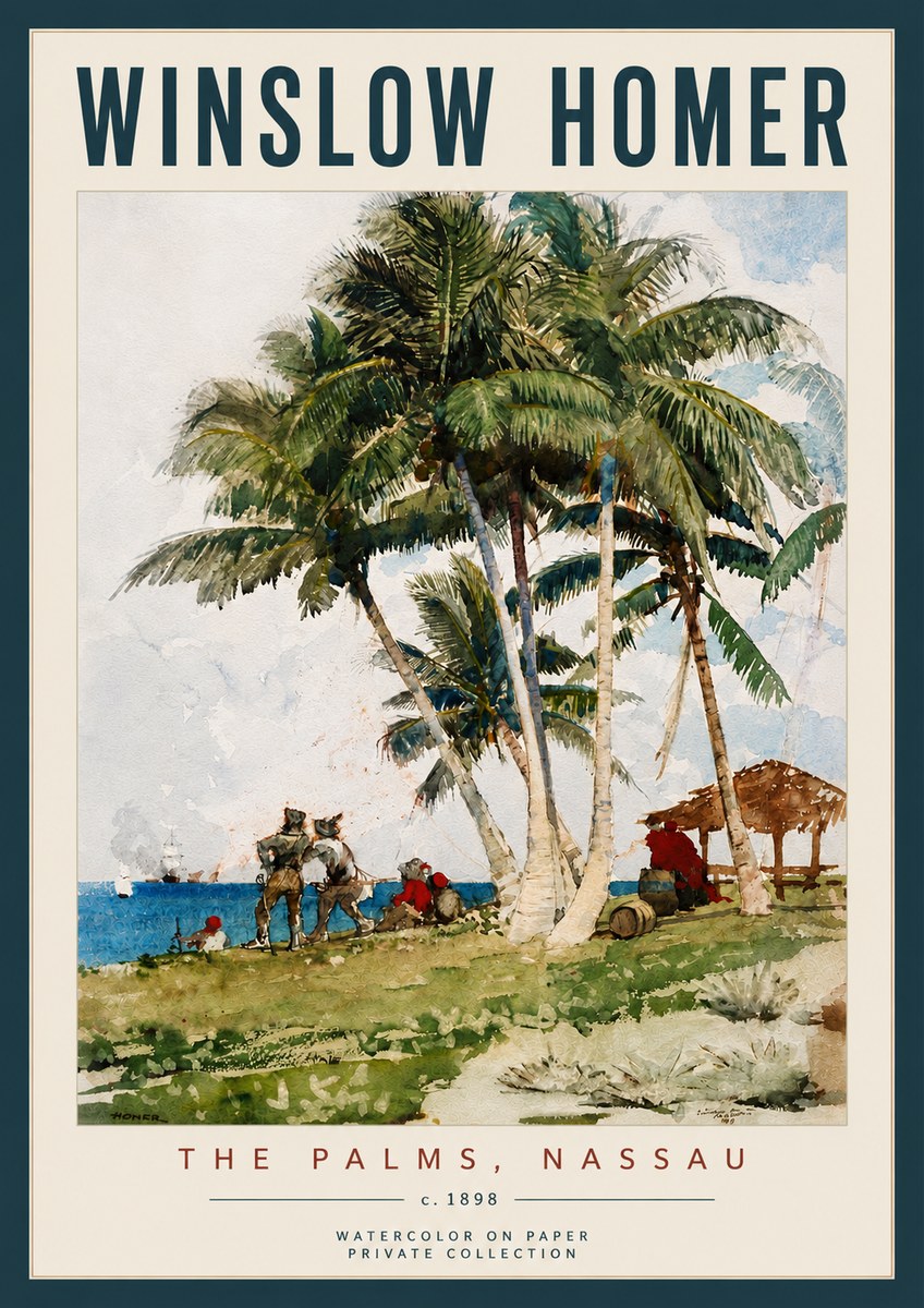 Winslow Homer The Palms, Nassau No6 - Poster