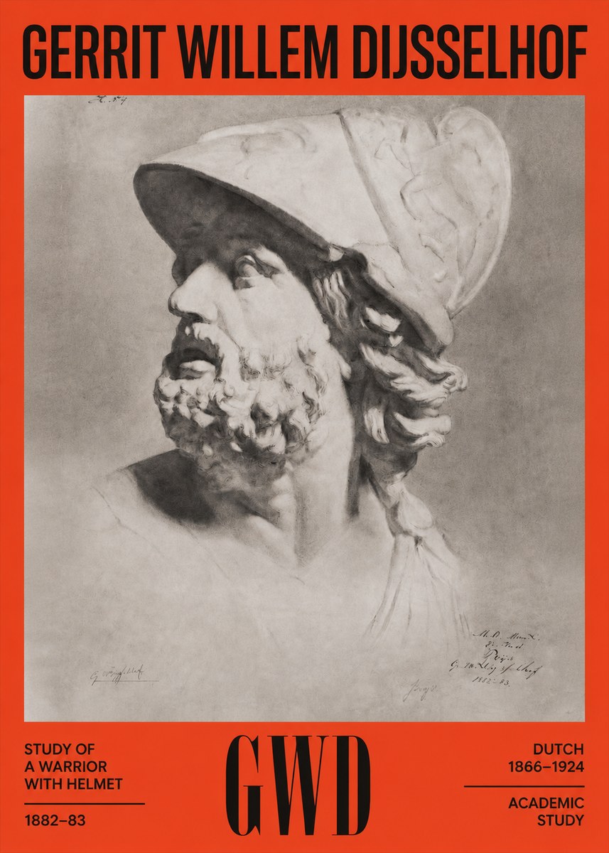 Gerrit Willem Dijsselhof Study of a Warrior with Helmet No2 - Poster