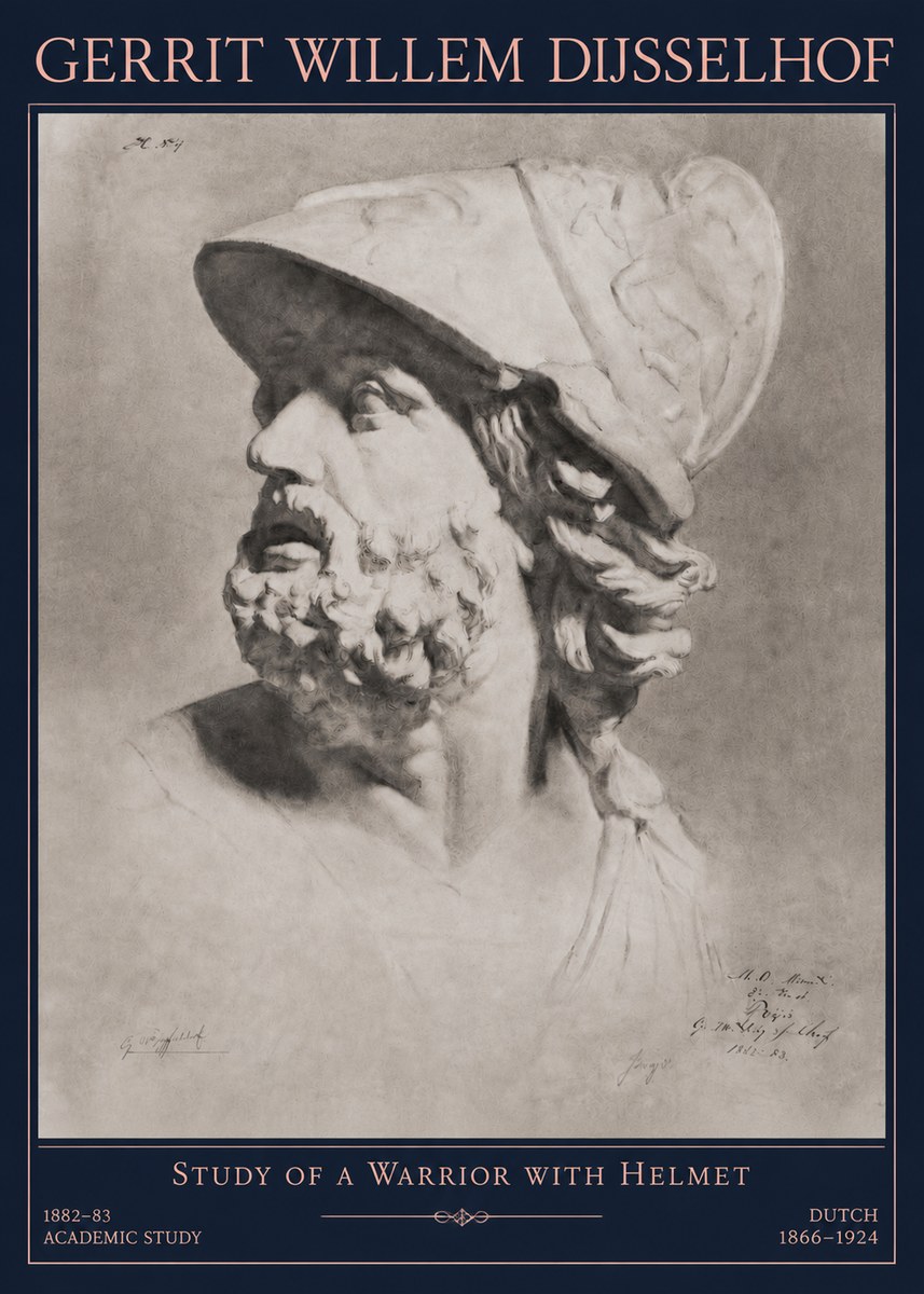 Gerrit Willem Dijsselhof Study of a Warrior with Helmet No3 - Poster