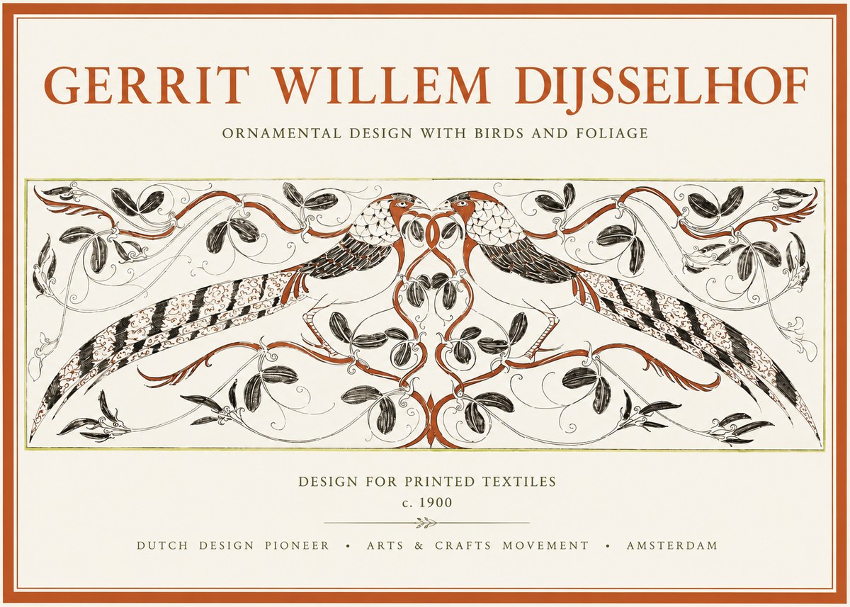 Gerrit Willem Dijsselhof Ornamental Design with Birds and Foliage No1 - Poster
