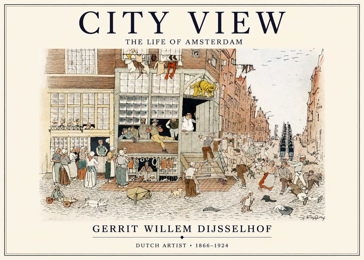 Gerrit Willem Dijsselhof Street Scene in Amsterdam No2 - Poster