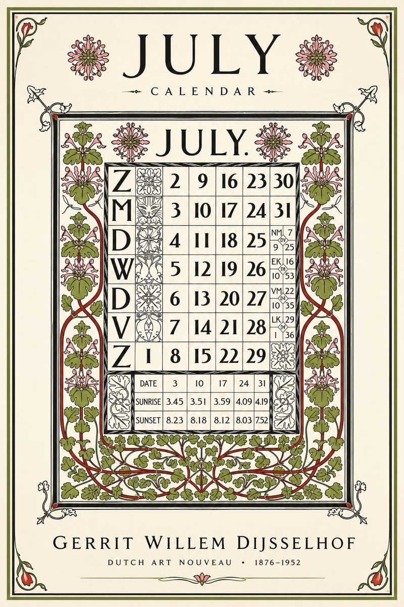 Gerrit Willem Dijsselhof July. No6 - Poster