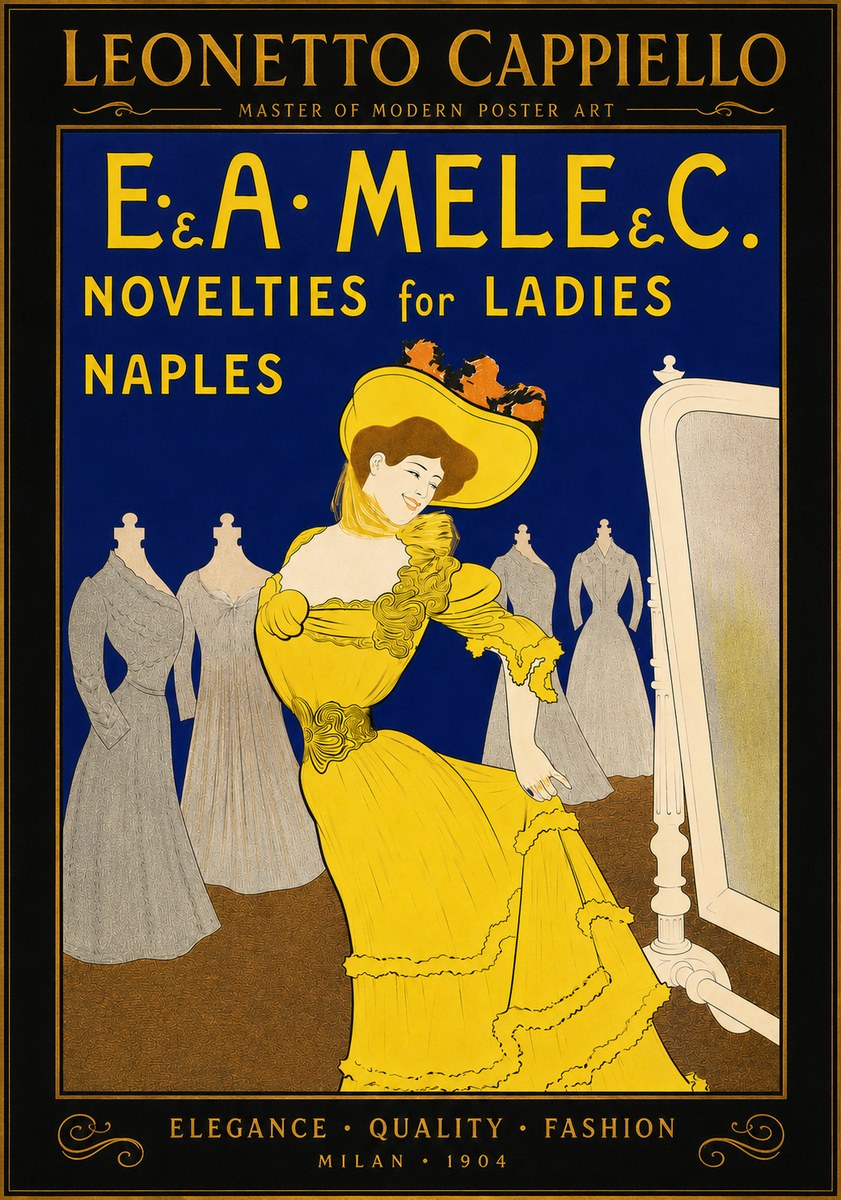 Leonetto Cappiello E.&a. Mele & C. Novelties for Ladies Naples No6 - Poster