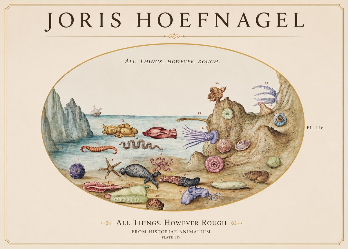Joris Hoefnagel Totvs Echinvs Asper. Plate Liv No2 - Poster