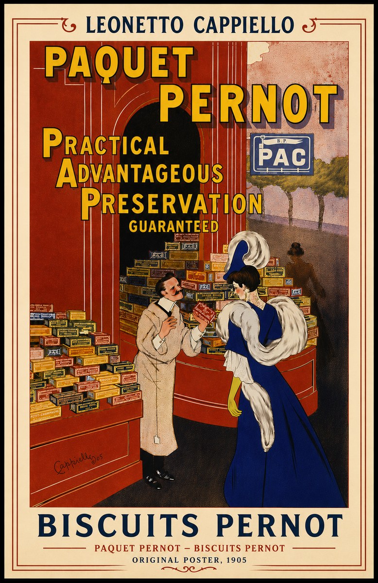 Leonetto Cappiello Paquet Pernot – Biscuits Pernot No5 - Poster
