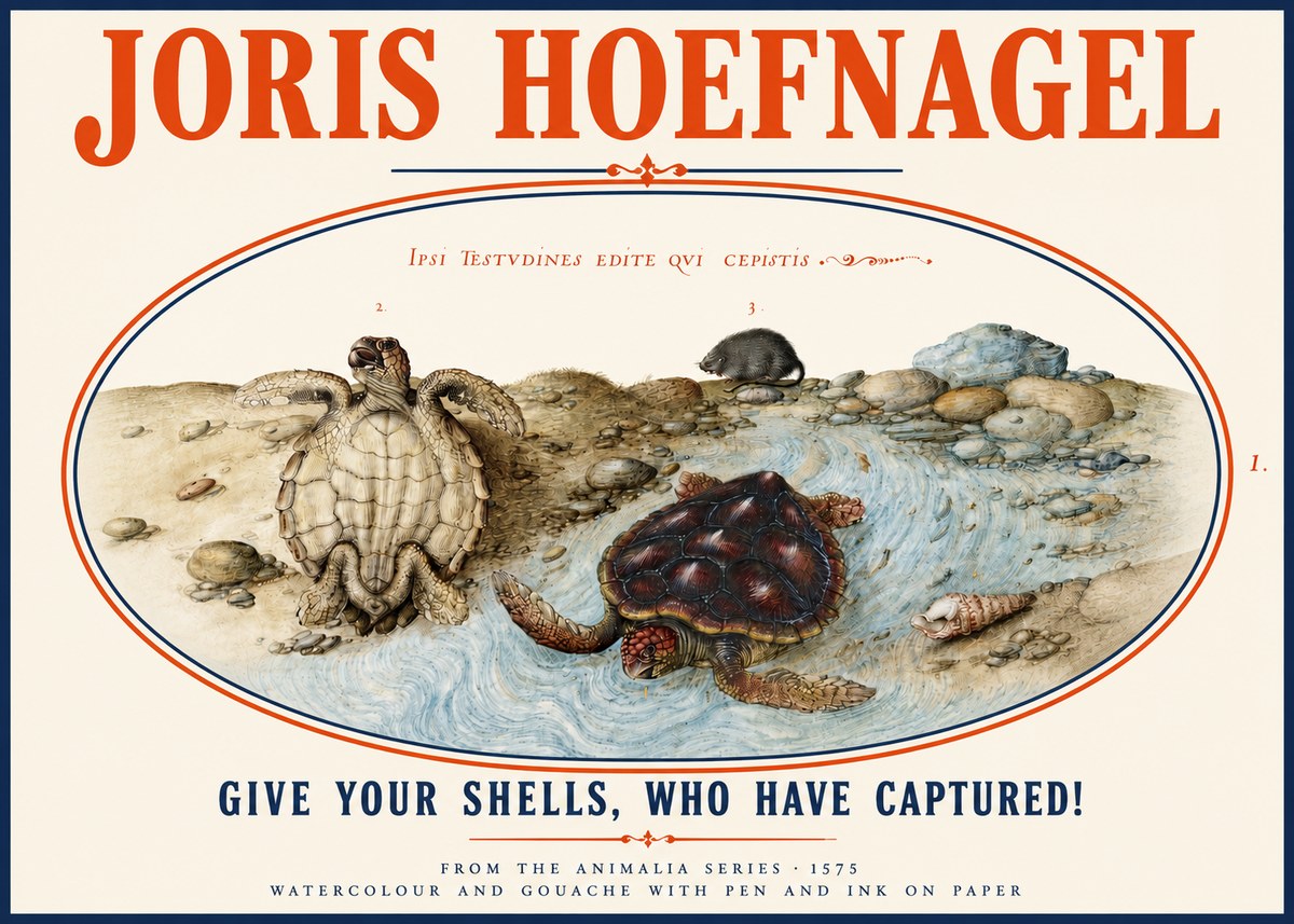 Joris Hoefnagel Two Turtles in a Stream No4 - Poster