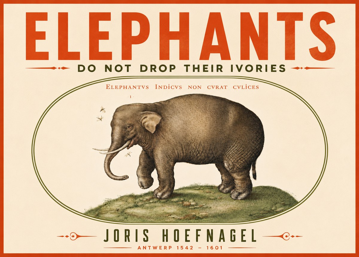 Joris Hoefnagel Elephant Does Not Drop Its Ivories No5 - Poster