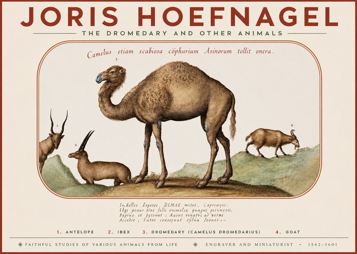 Joris Hoefnagel The Dromedary and Other Animals from Studies of Nature No3 - Poster