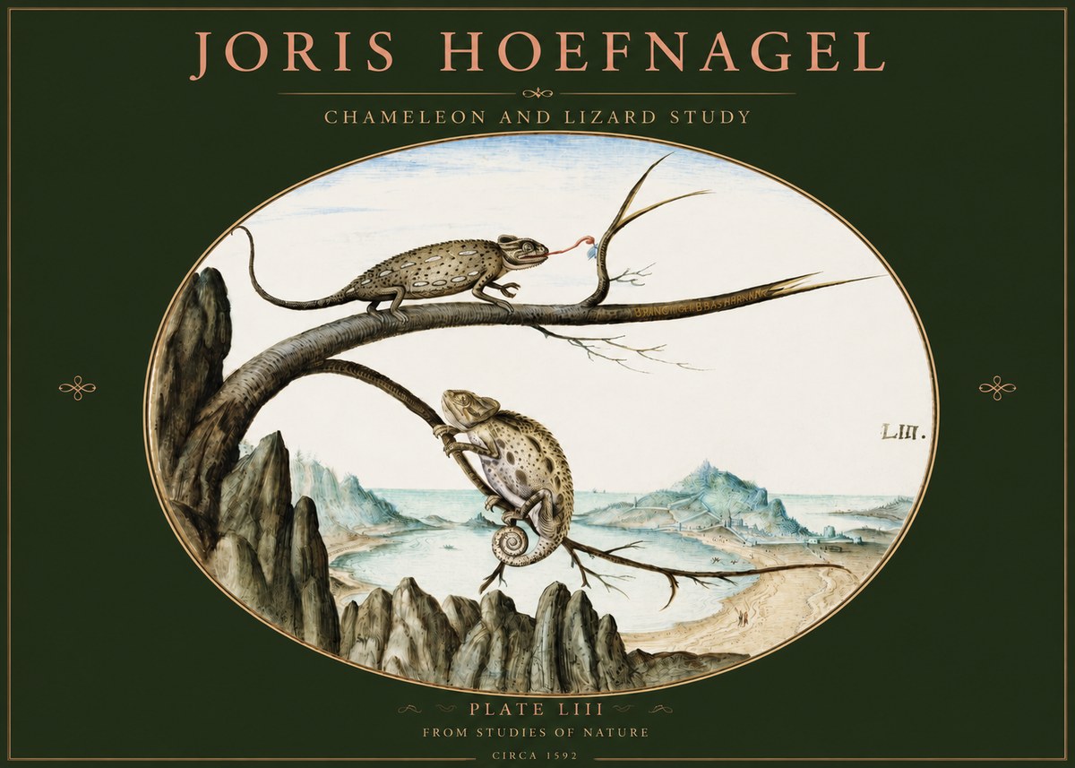 Joris Hoefnagel Chameleon and Lizard No3 - Poster