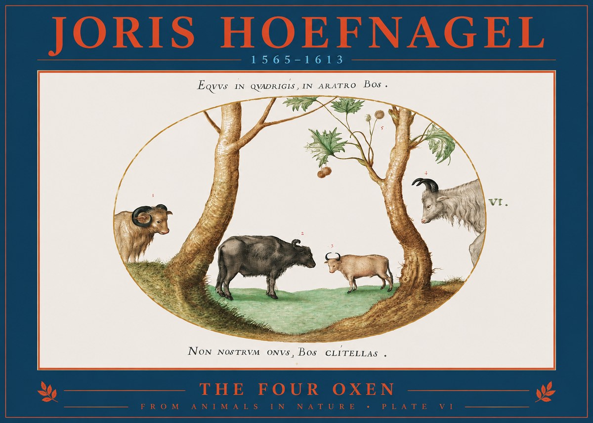Joris Hoefnagel The Four Oxen No2 - Poster