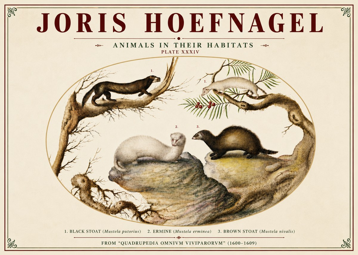 Joris Hoefnagel Animals in Their Habitats Plate Xxxiv No4 - Poster