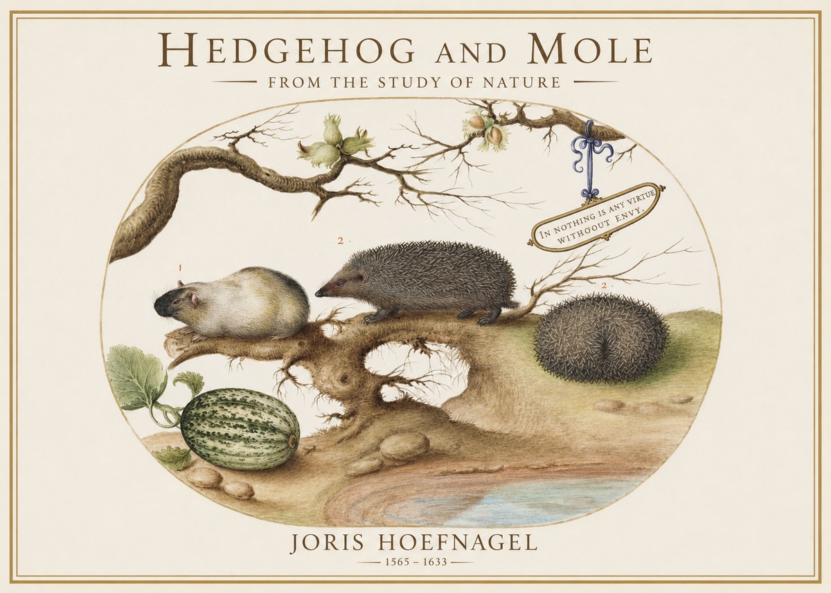 Joris Hoefnagel Hedgehog and Mole No1 - Poster