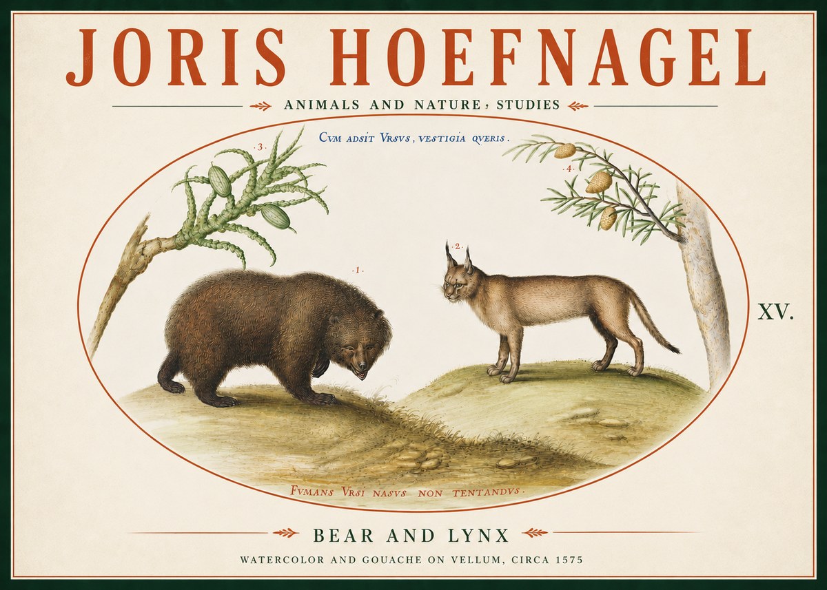 Joris Hoefnagel Bear and Lynx No6 - Poster