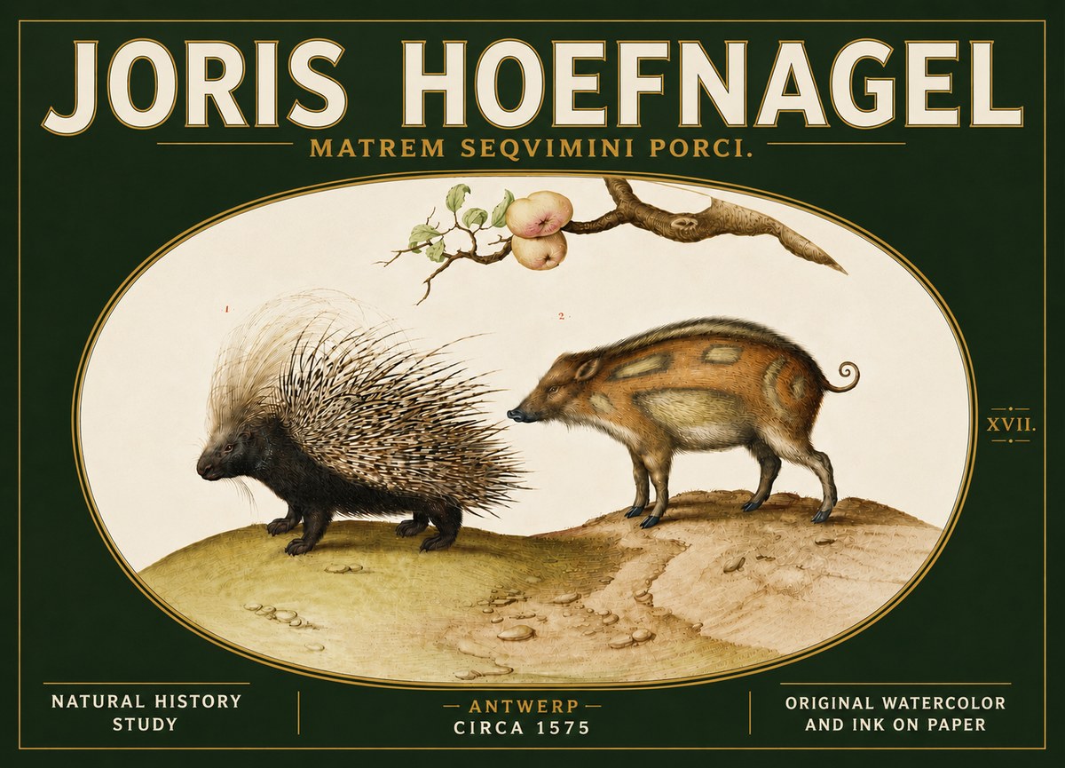Joris Hoefnagel Matrem Seqvimini Porci. No5 - Poster