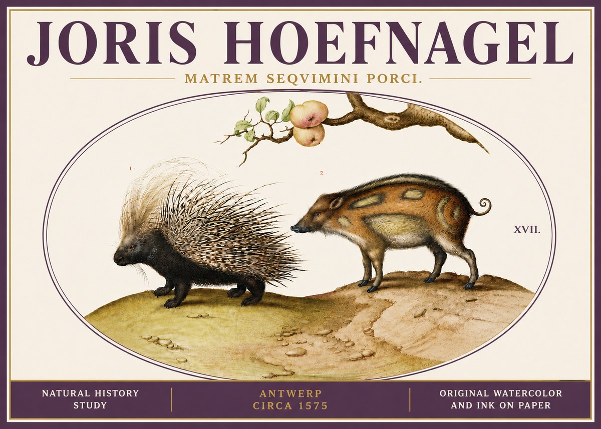 Joris Hoefnagel Matrem Seqvimini Porci. No6 - Poster