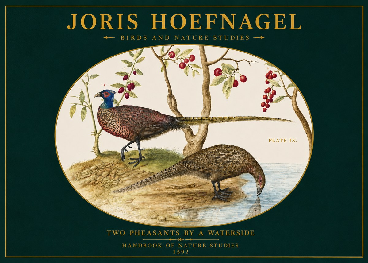 Joris Hoefnagel Peacocks and Pheasants Among Fruiting Branches No3 - Poster