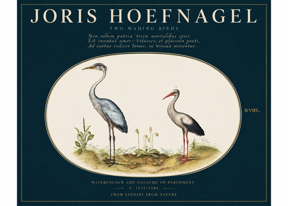 Joris Hoefnagel Study of Two Cranes No4 - Poster