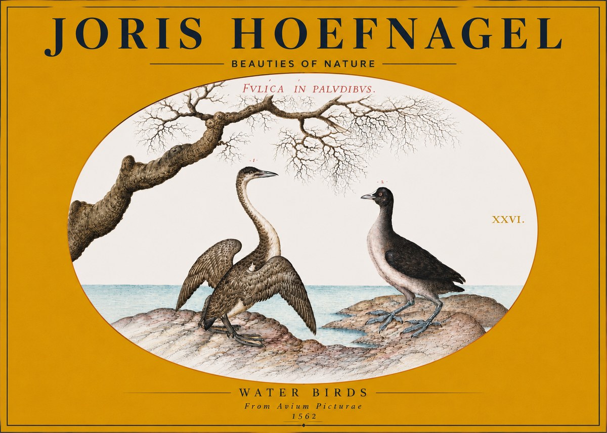 Joris Hoefnagel Cormorant and Coot No4 - Poster