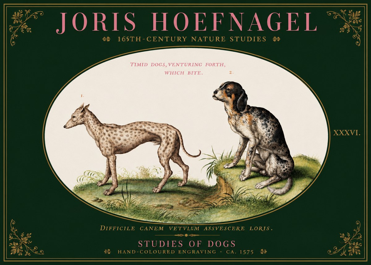 Joris Hoefnagel Studies of Dogs No3 - Poster