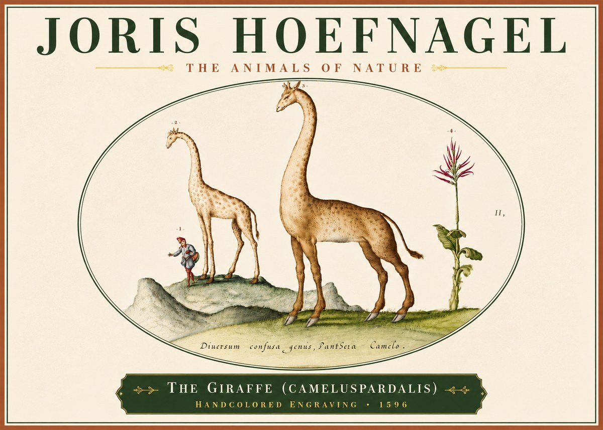 Joris Hoefnagel The Giraffe (Cameluspardalis) No6 - Poster