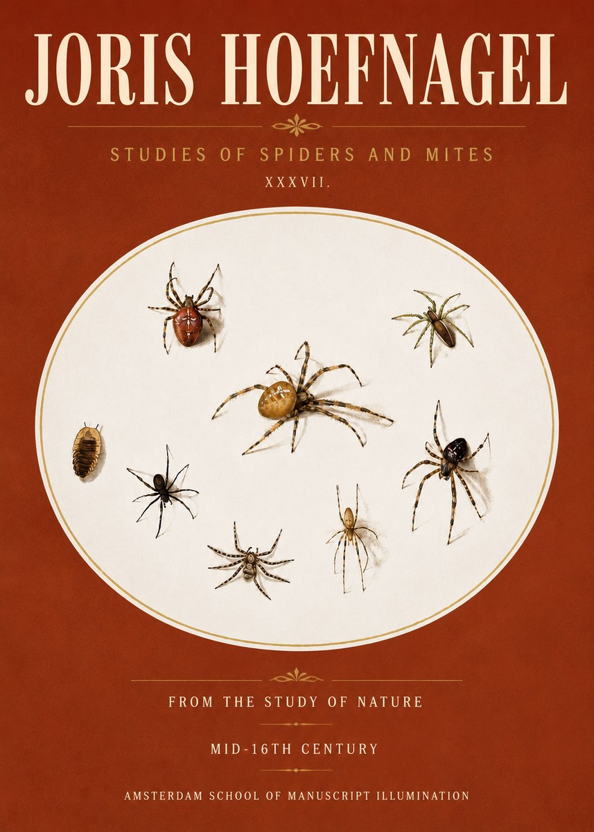 Joris Hoefnagel Study of Spiders and Mites - Plate Xxxvii. No6 - Poster