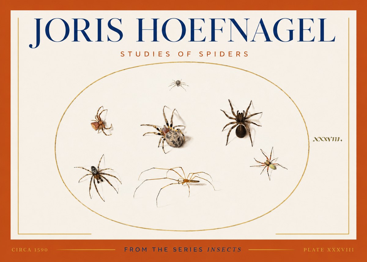 Joris Hoefnagel Studies of Spiders I No3 - Poster