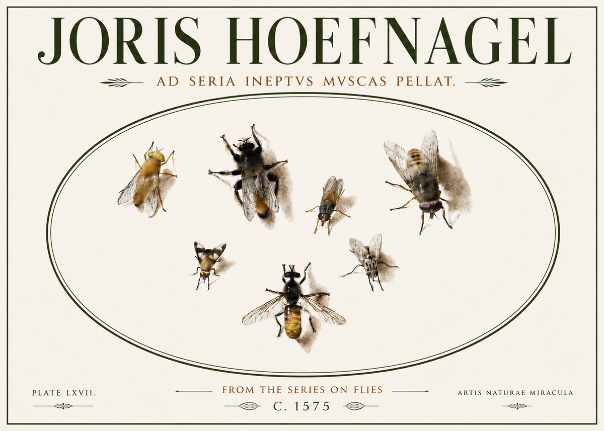 Joris Hoefnagel From the Series on Flies - Plate Lxvii. No6 - Poster