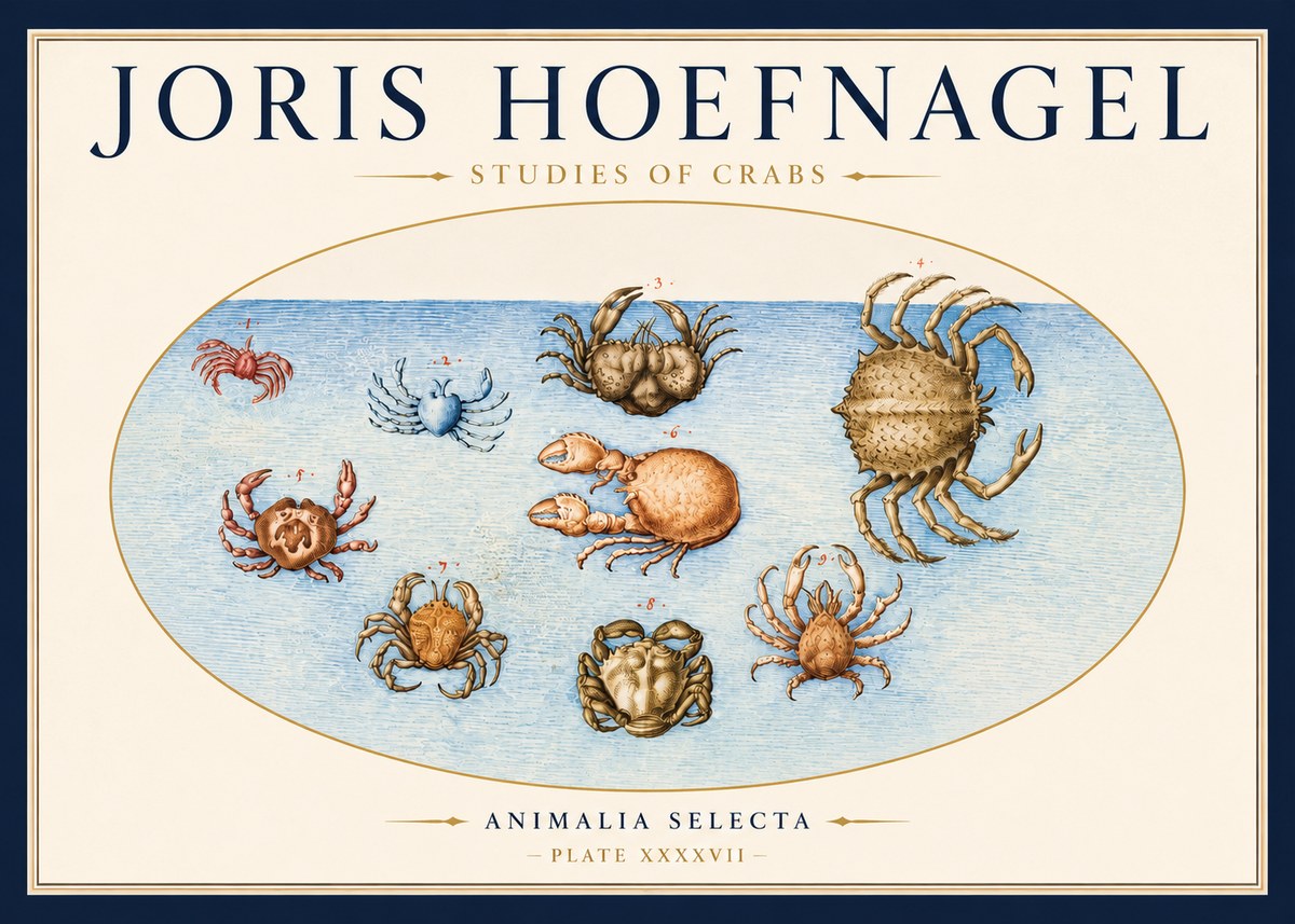Joris Hoefnagel Studies of Crabs No3 - Poster