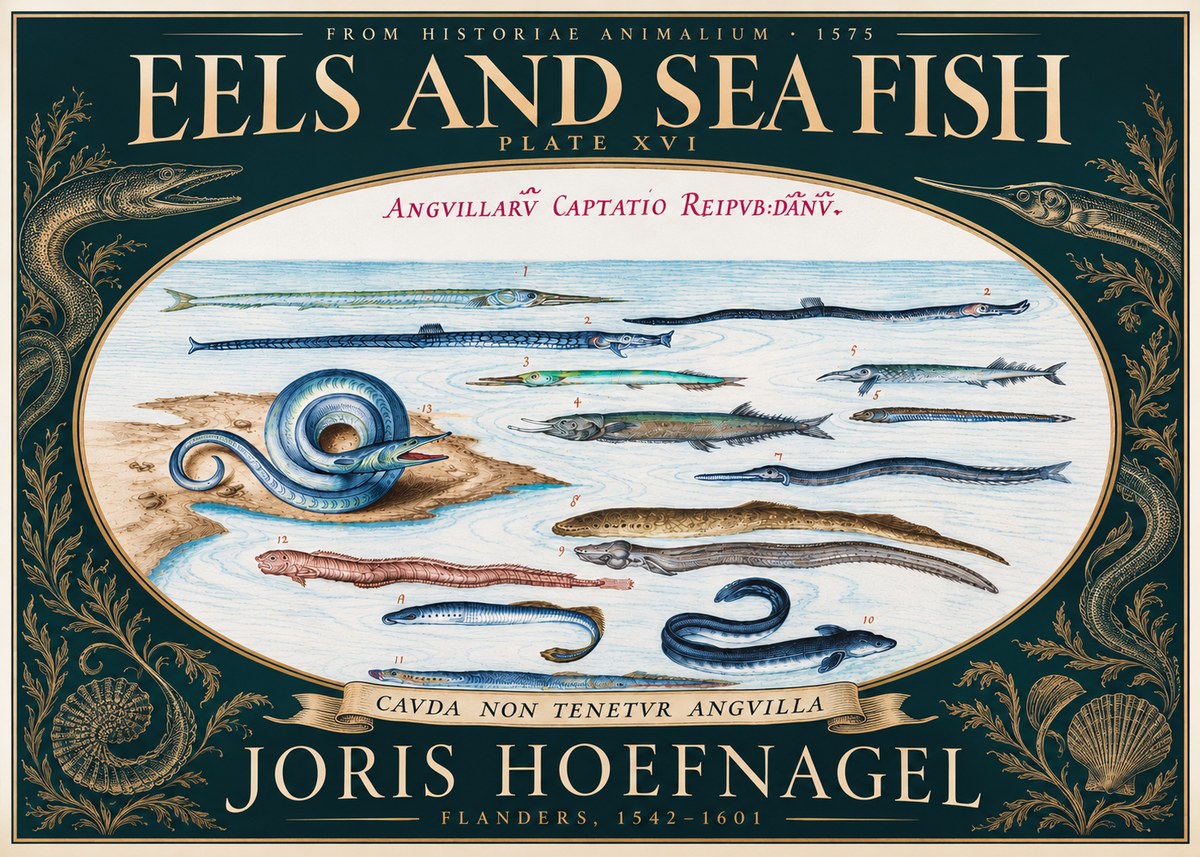 Joris Hoefnagel Eels and Sea Fish No5 - Poster