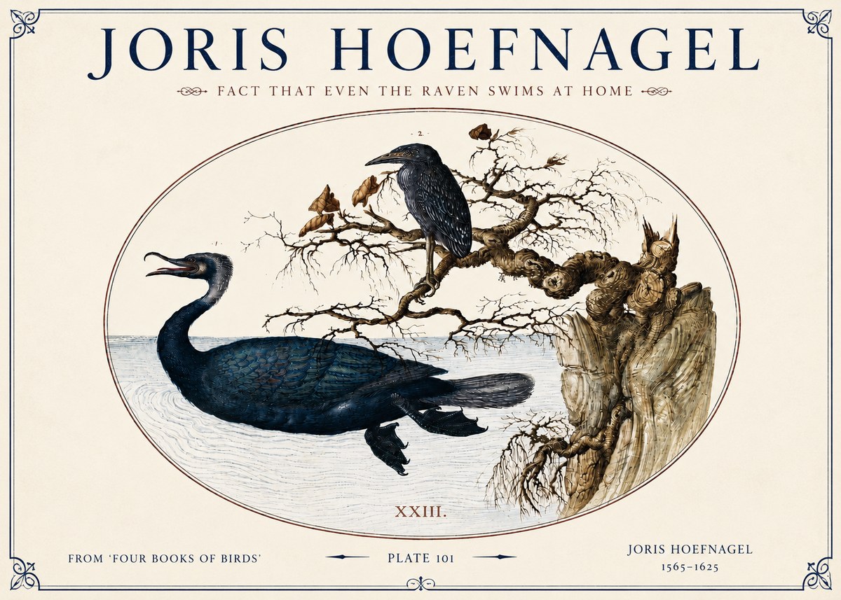 Joris Hoefnagel Fact That Even the Raven Swims at Home No4 - Poster