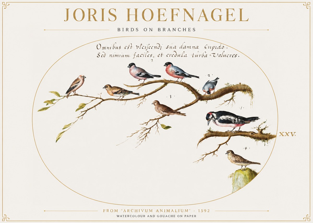 Joris Hoefnagel Birds on Branches No1 - Poster