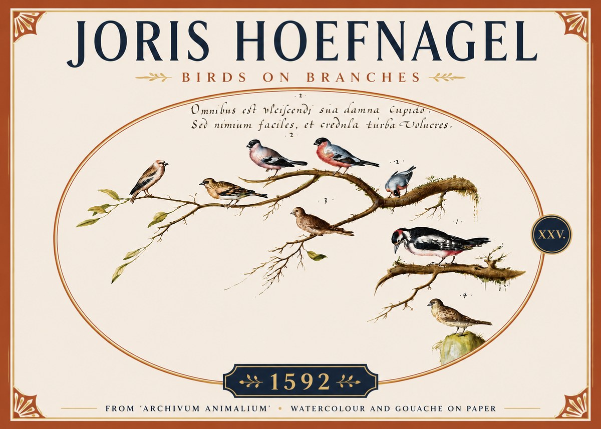 Joris Hoefnagel Birds on Branches No5 - Poster