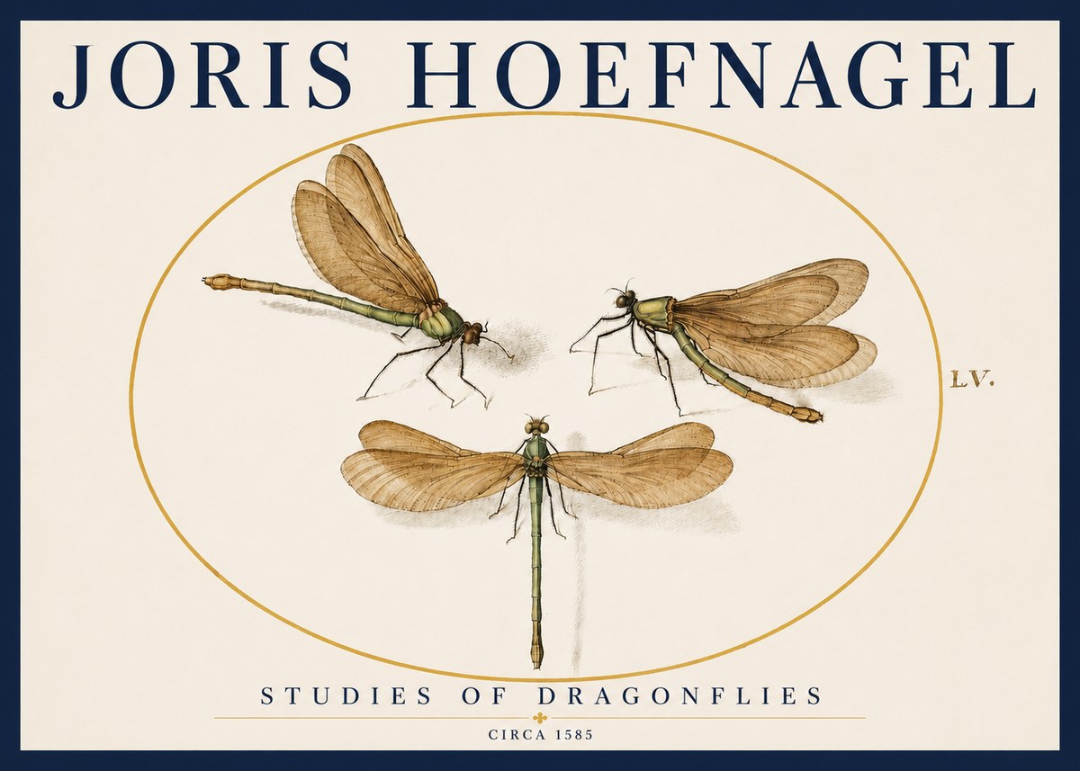 Joris Hoefnagel Studies of Dragonflies No3 - Poster