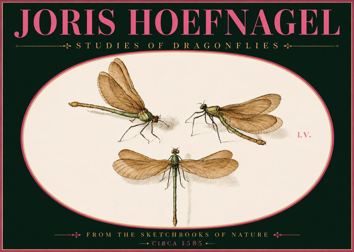 Joris Hoefnagel Studies of Dragonflies No6 - Poster
