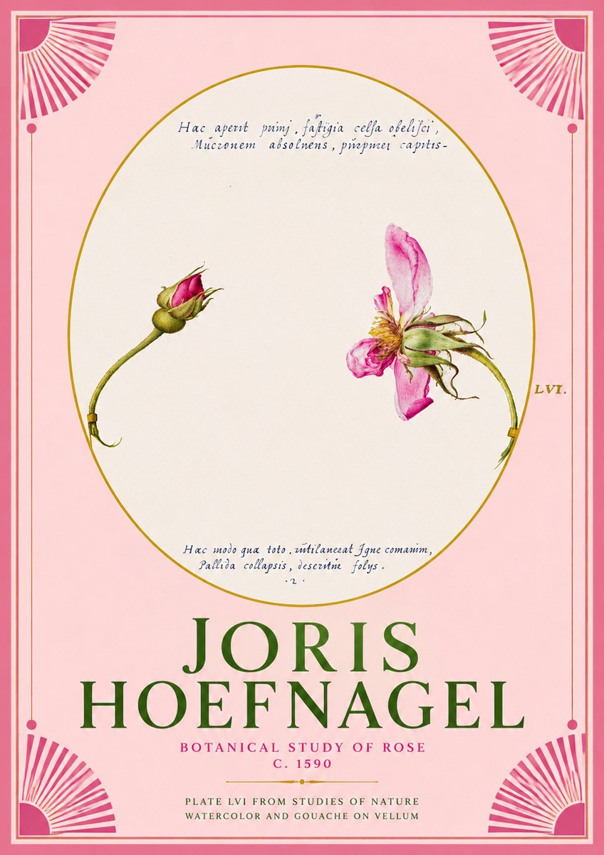 Joris Hoefnagel Botanical Study of Rose No2 - Poster