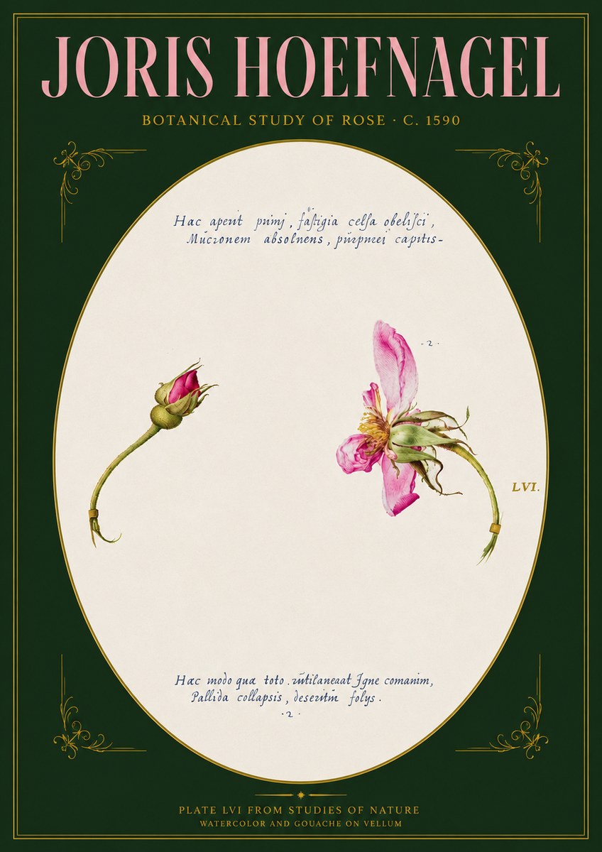 Joris Hoefnagel Botanical Study of Rose No3 - Poster