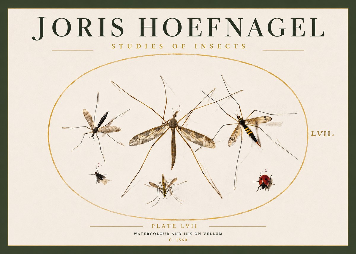 Joris Hoefnagel Studies of Insects II No3 - Poster