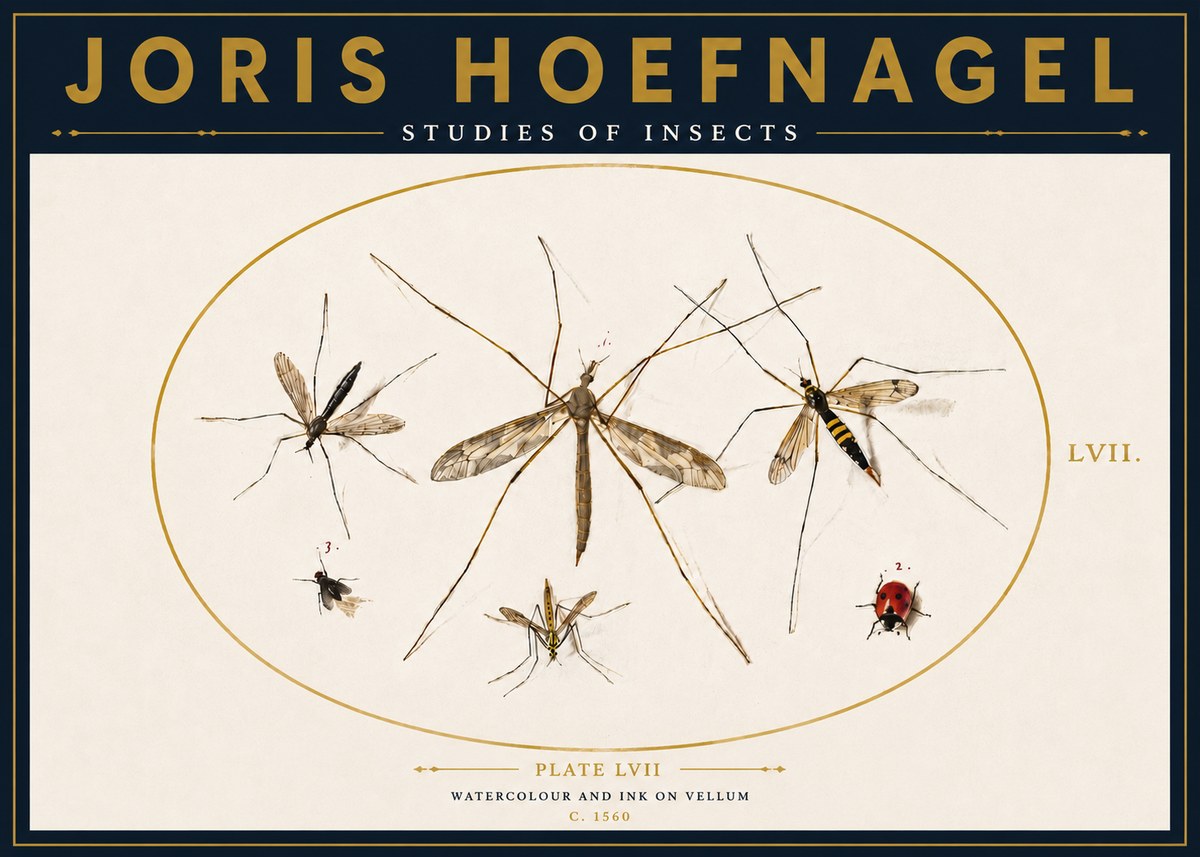 Joris Hoefnagel Studies of Insects II No4 - Poster