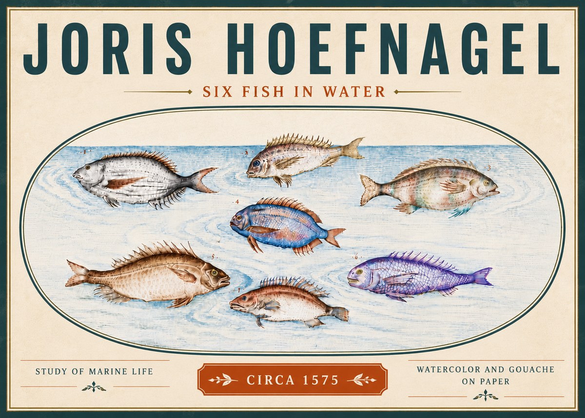 Joris Hoefnagel Six Fish in Water No6 - Poster