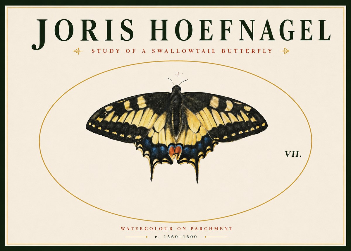 Joris Hoefnagel Study of a Swallowtail Butterfly No4 - Poster