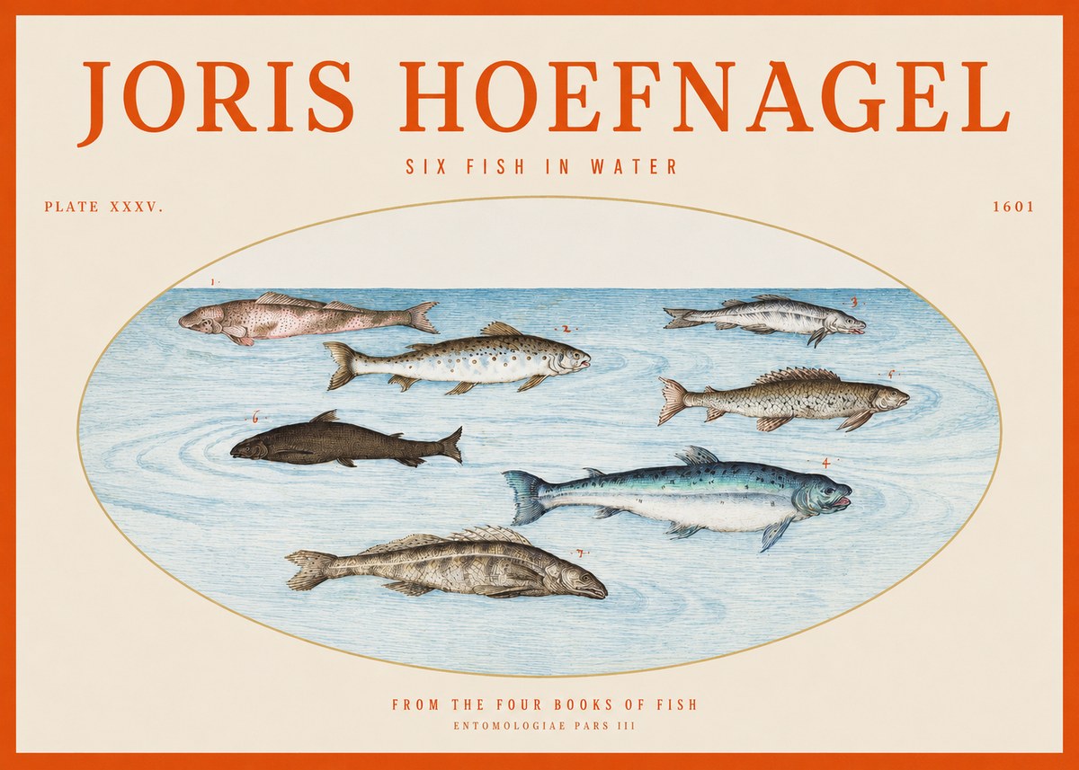 Joris Hoefnagel Six Fishes in Water I No6 - Poster