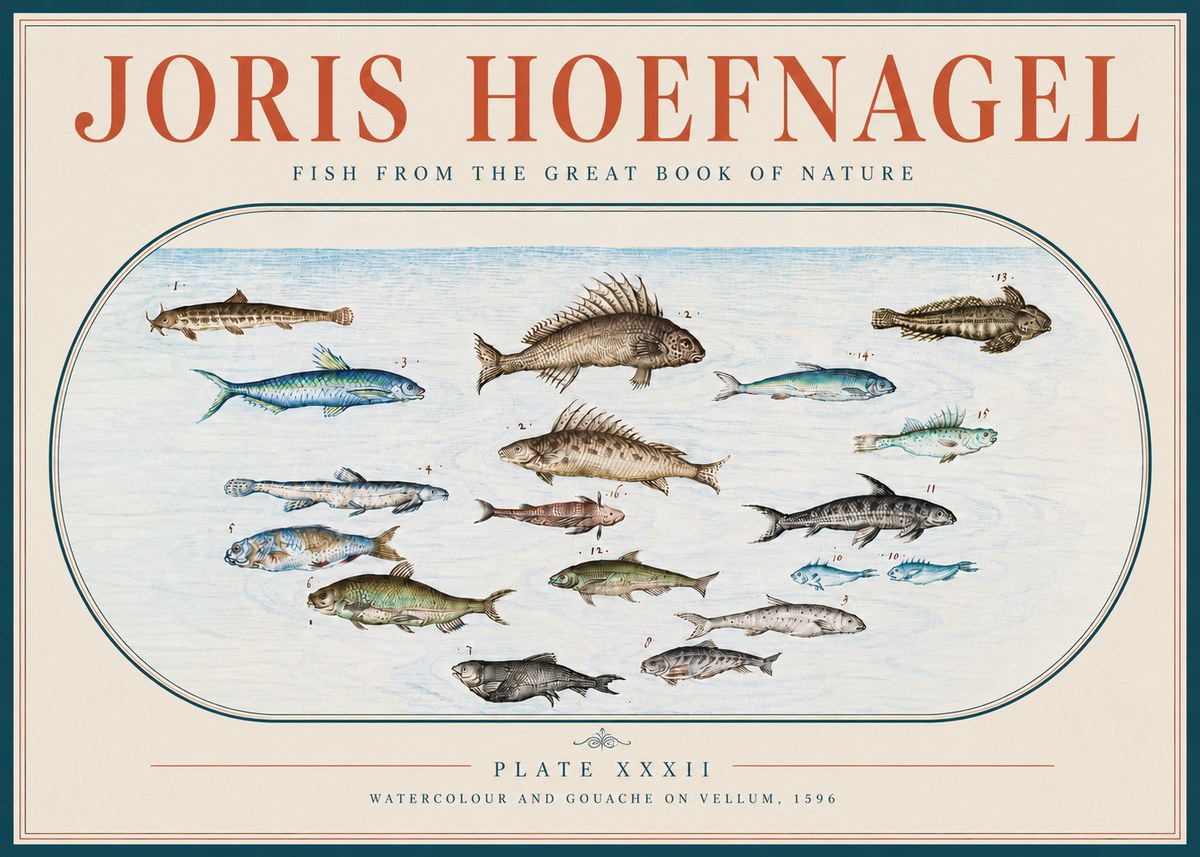 Joris Hoefnagel Fish from the Great Book of Nature No4 - Poster