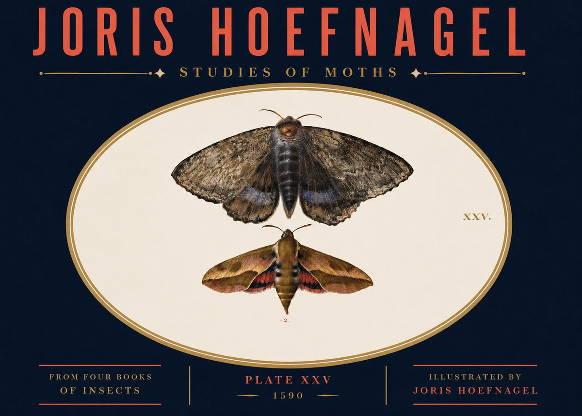 Joris Hoefnagel Studies of Moths I No4 - Poster