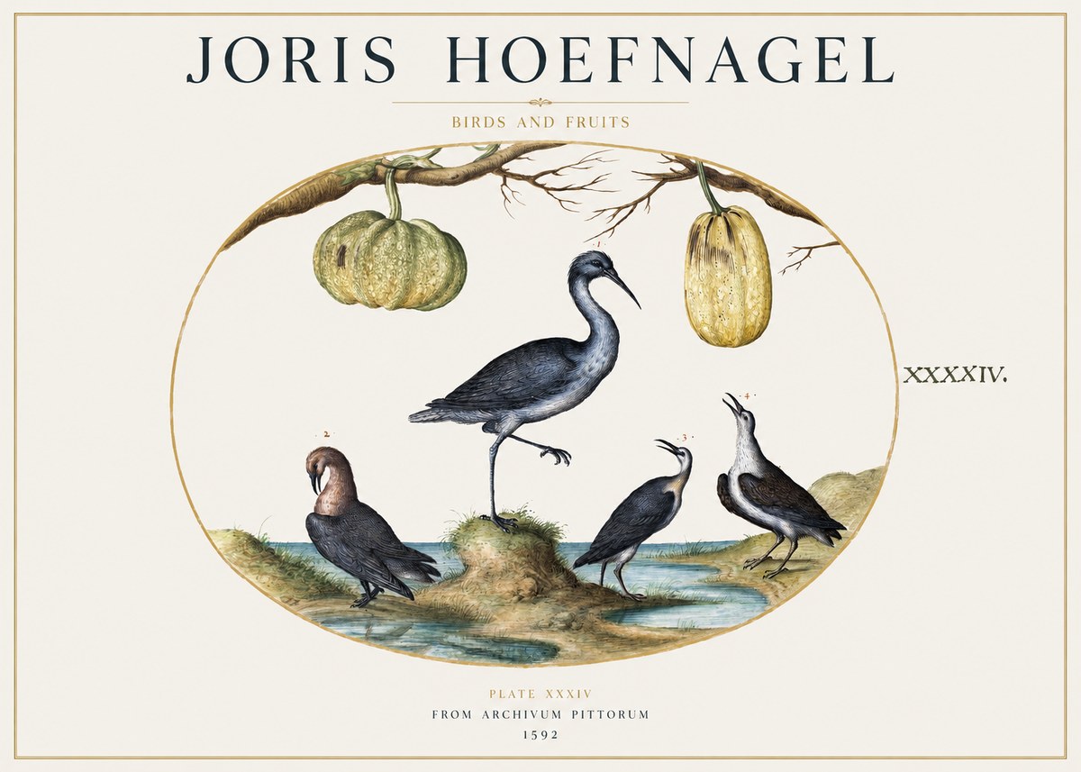 Joris Hoefnagel Birds and Fruits No1 - Poster