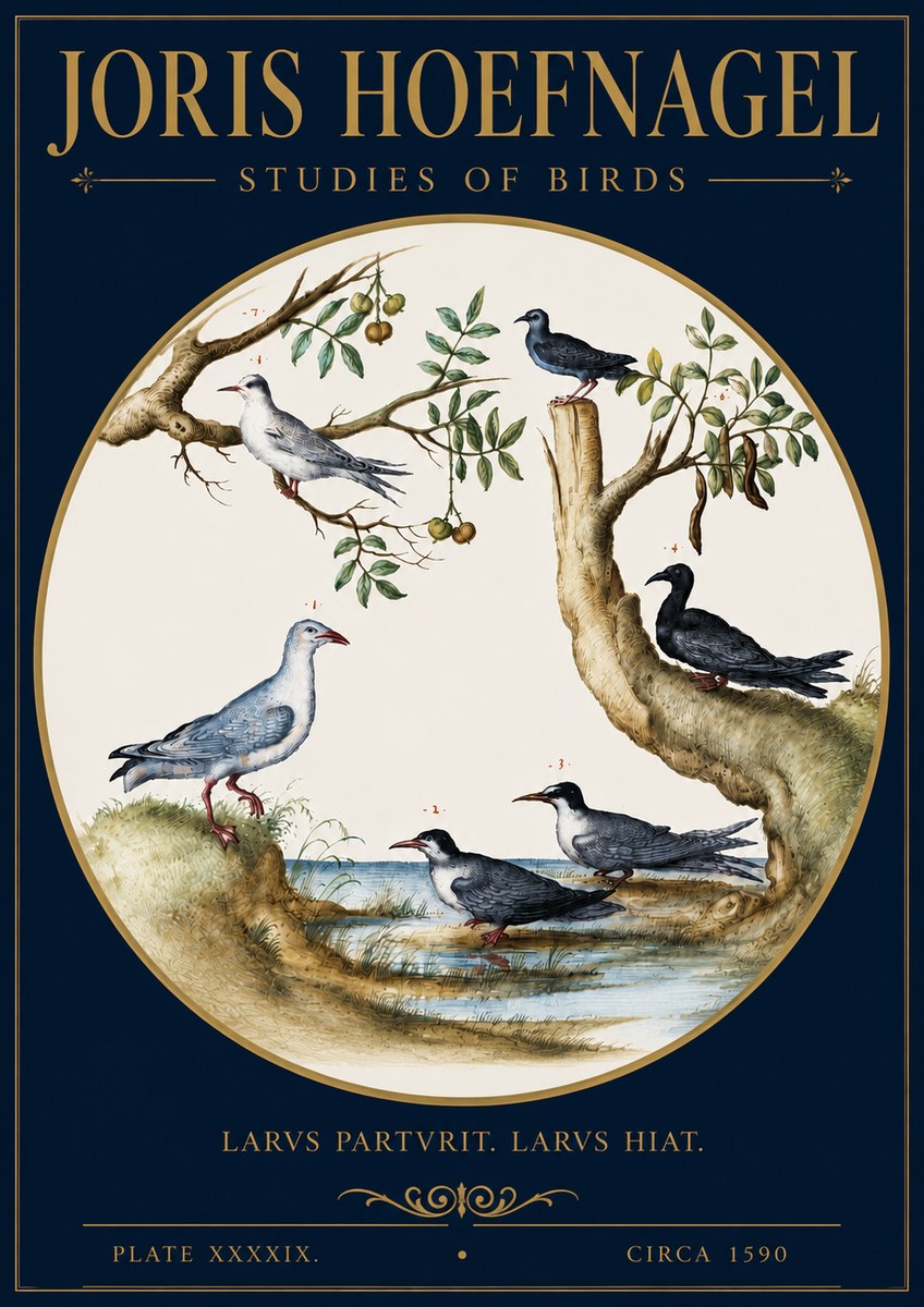 Joris Hoefnagel Studies of Birds II No4 - Poster