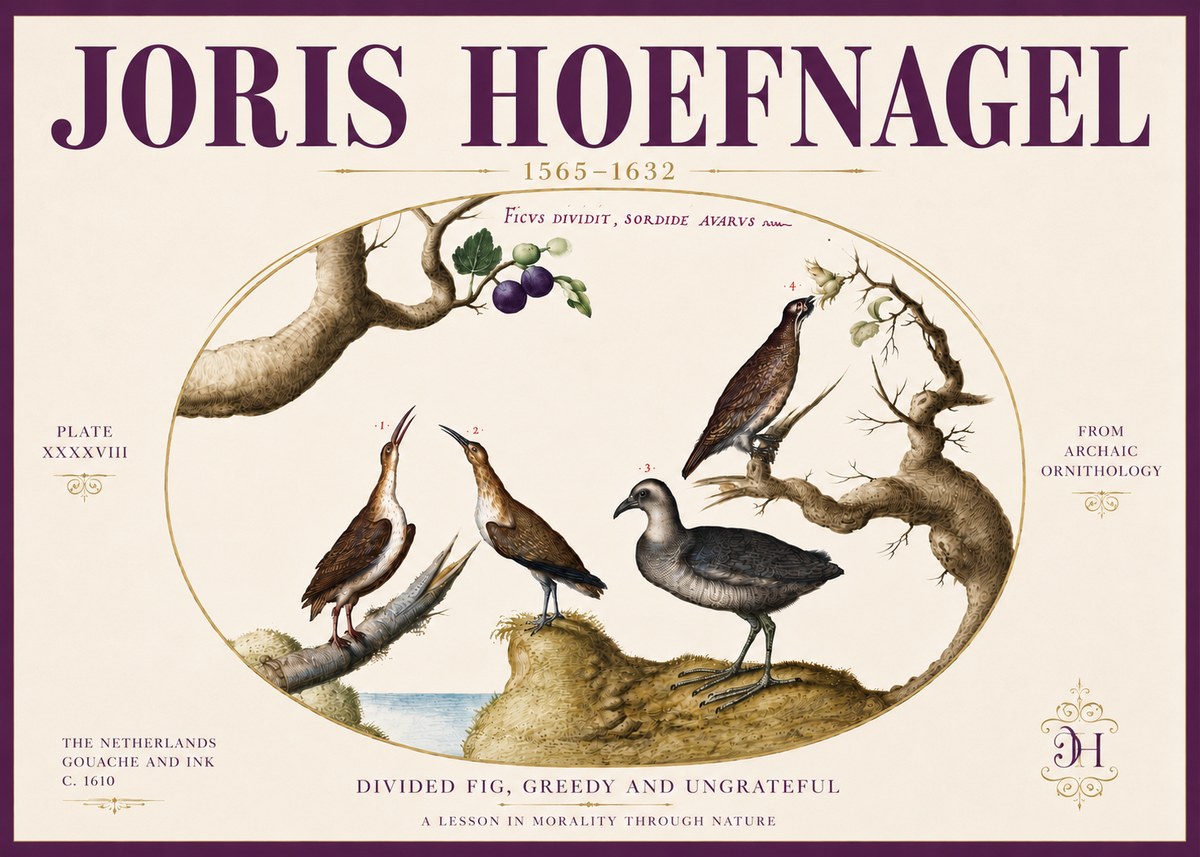 Joris Hoefnagel Birds from the Four Parts of the World No6 - Poster