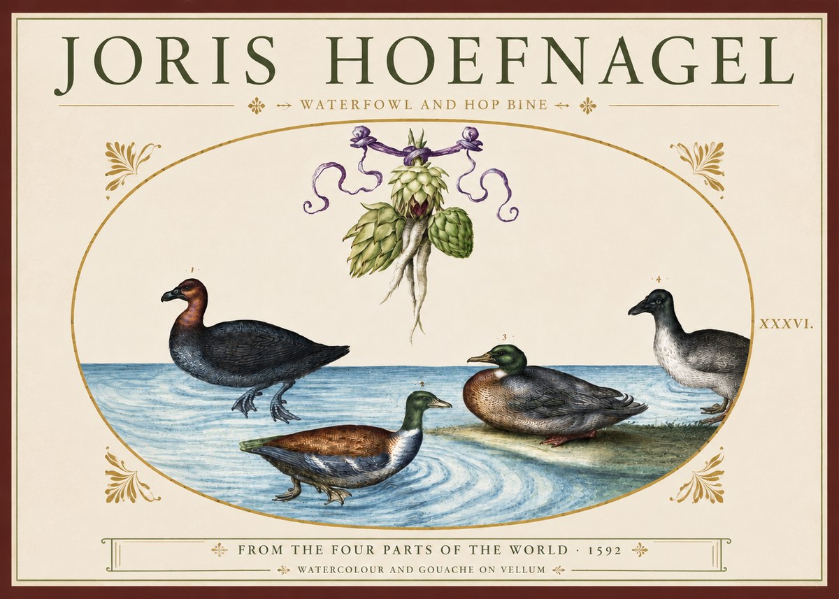 Joris Hoefnagel Waterfowl and Hop Bine No3 - Poster