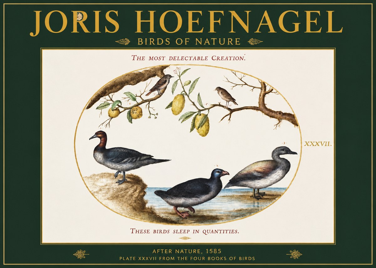 Joris Hoefnagel Plate Xxxvii from the Four Books of Birds No2 - Poster
